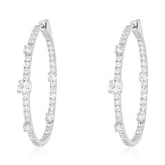 Diamond Accent Thin 14K (or 18k upon request) Yellow Gold Hoop Earrings