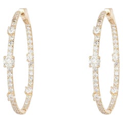 Diamond Accent Thin 14K (or 18k upon request) Yellow Gold Hoop Earrings