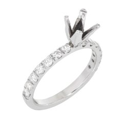 Diamond Accented Engagement Ring Mounting 14K White Gold 0.75 Cttw
