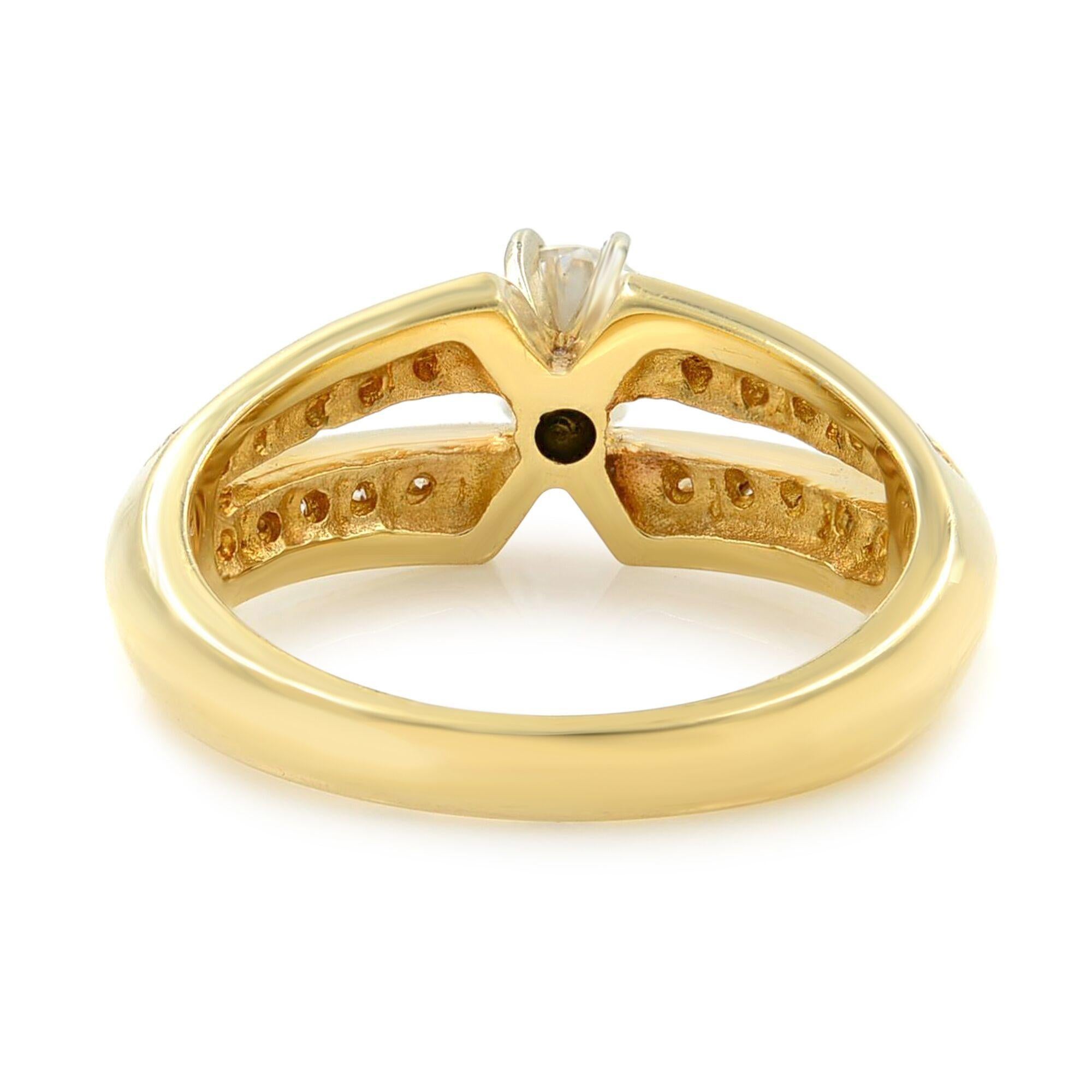 Bague de fiançailles pour femme en or jaune 14 carats avec diamants de 0,80 carat poids total Neuf - En vente à New York, NY