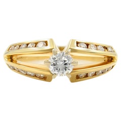 Bague de fiançailles pour femme en or jaune 14 carats avec diamants de 0,80 carat poids total