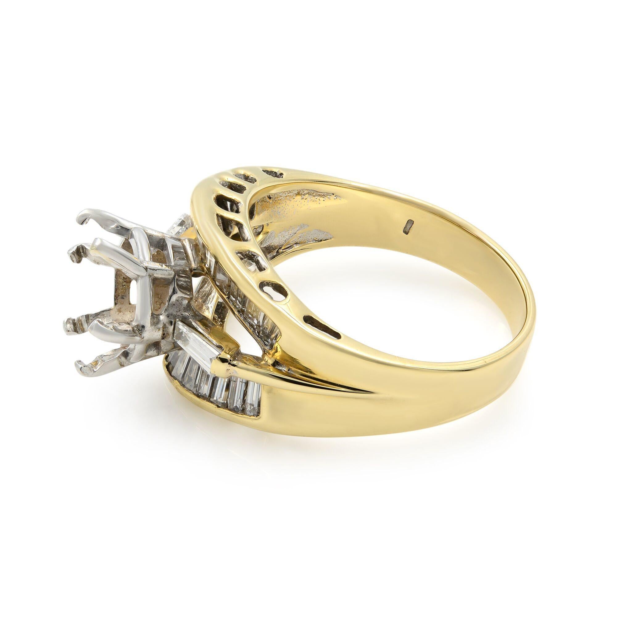 Diamantbesetzter Damen-Verlobungsring aus gegossenem 14K Gelbgold 0,50 Gesamtkaratgewicht (Moderne) im Angebot
