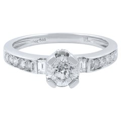 Bague de fiançailles pour femme en or blanc 14 carats avec diamants 0,85 carat poids total
