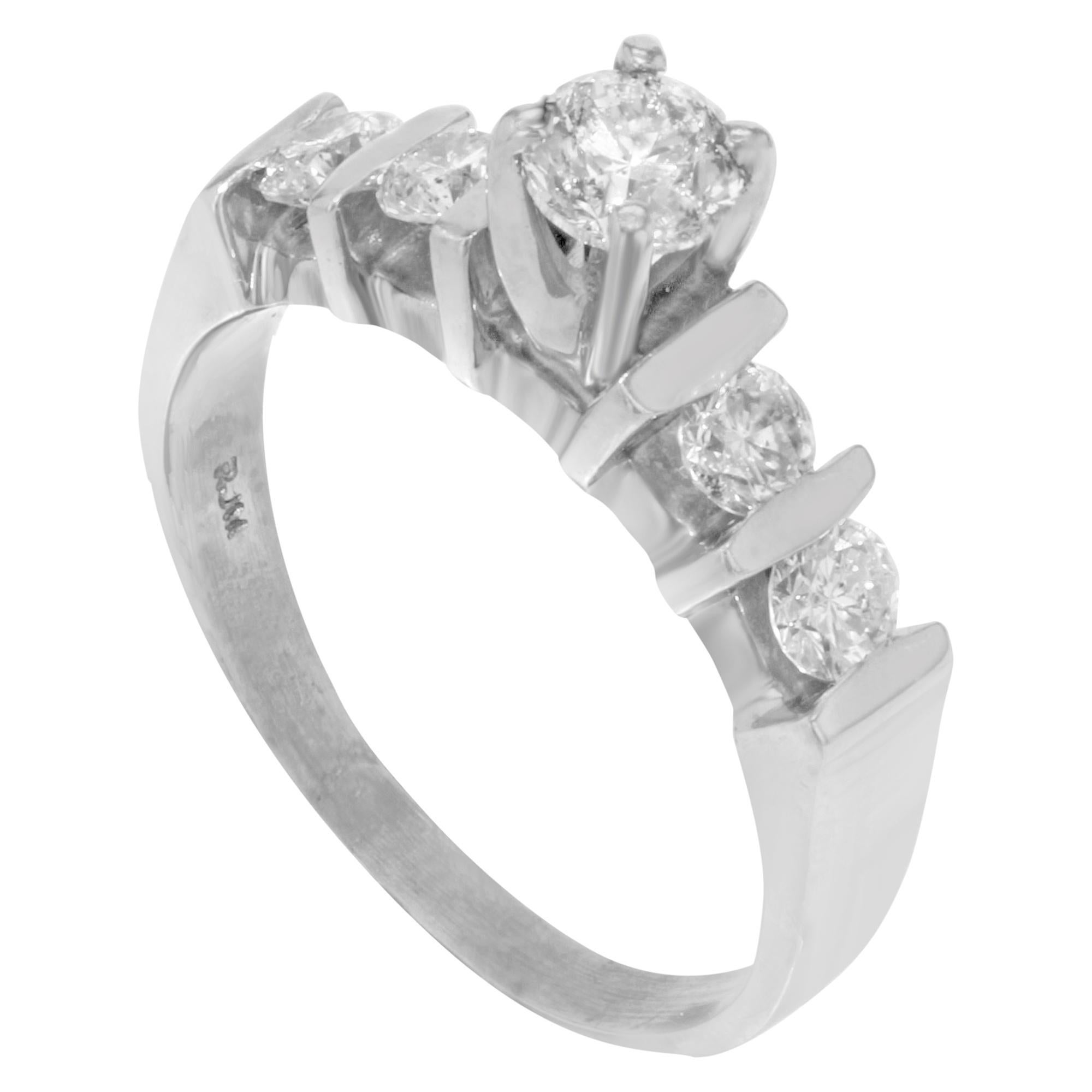 Modern Diamond Accented Womens Engagement Ring 14K White Gold 0.86Cttw For Sale