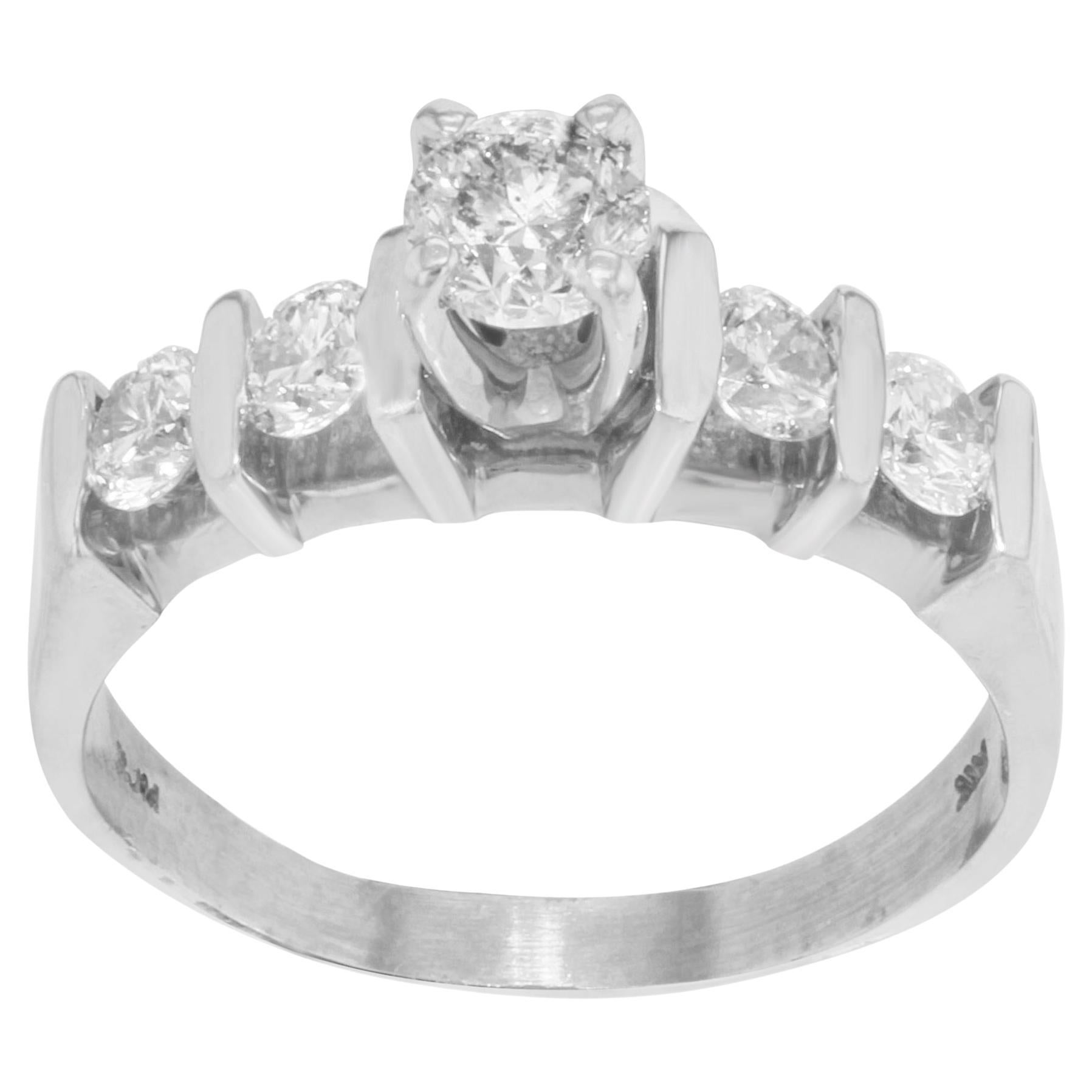 Diamond Accented Womens Engagement Ring 14K White Gold 0.86Cttw For Sale