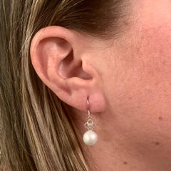 Pendientes Diamante Perla Akoya Oro Blanco 14 Kilates Certificado