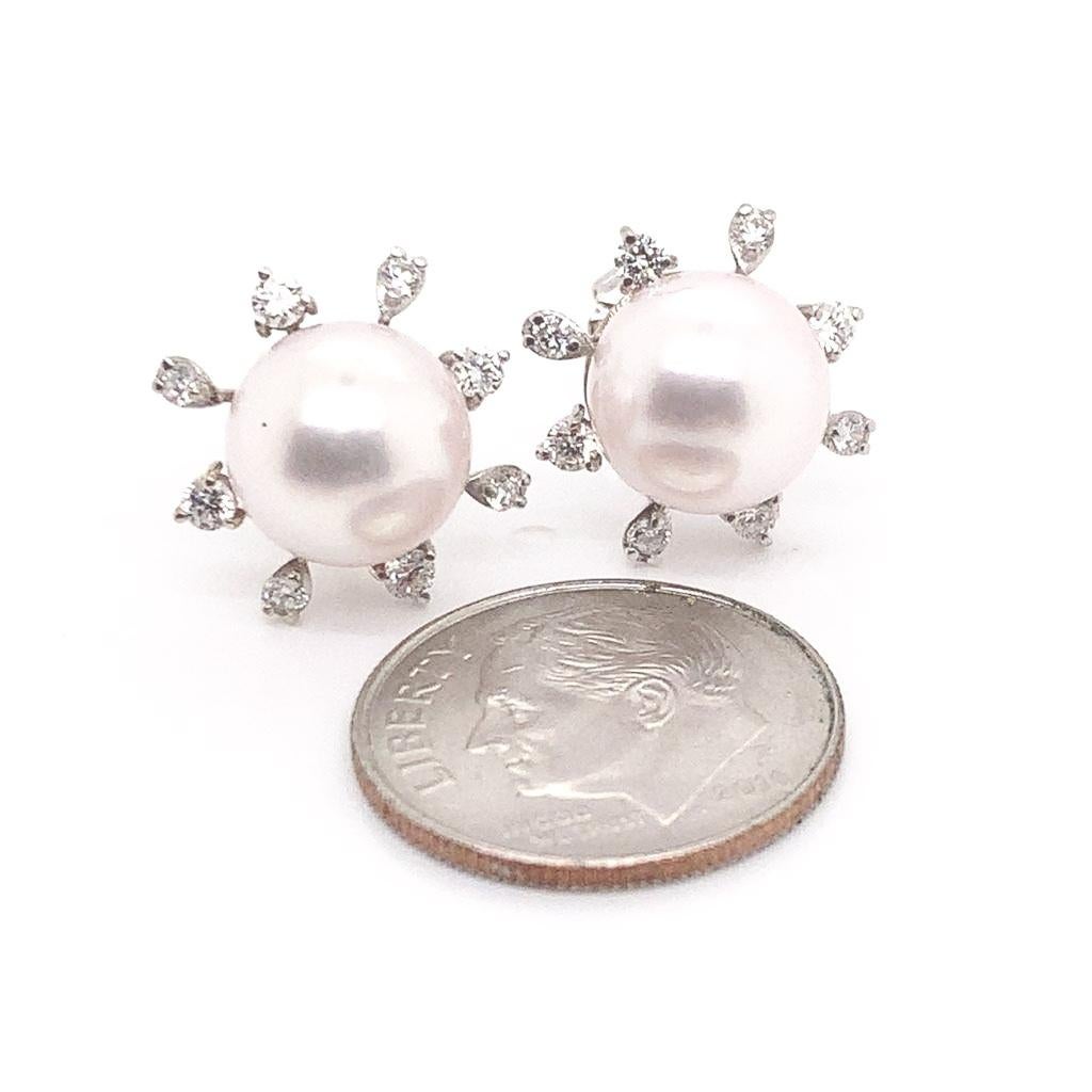 Diamond Akoya Pearl Earrings 14 Karat White Gold Certified For Sale 9