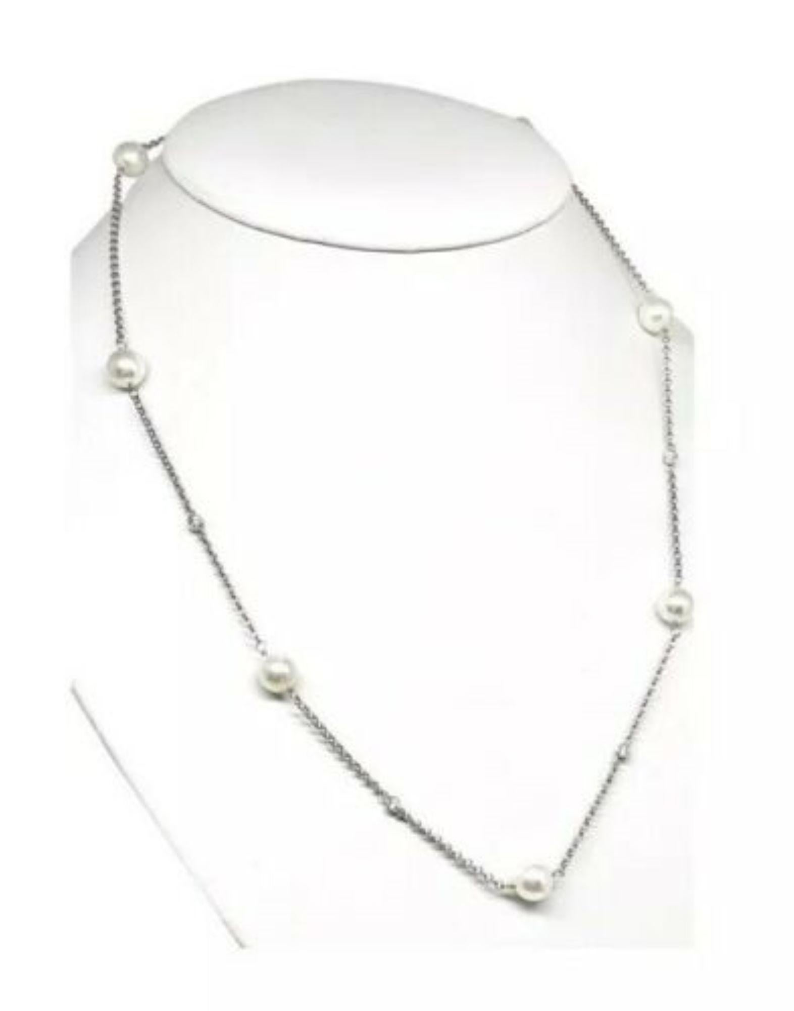 Diamant- Akoya-Perlenkette 14 Karat Gold zertifiziert (Rundschliff) im Angebot