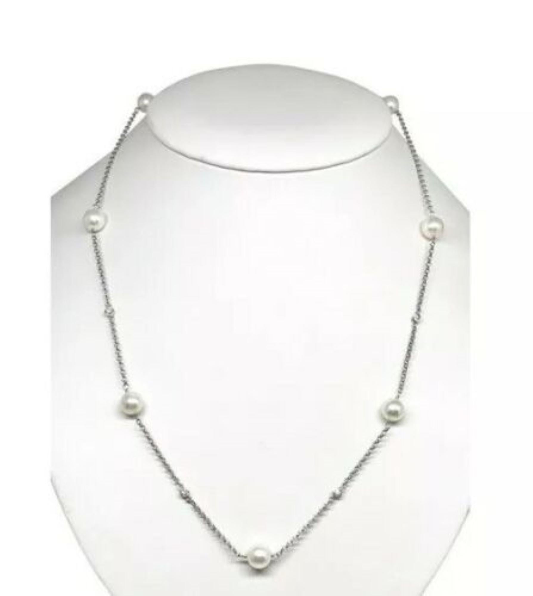 Collier de perles Akoya en or 14 carats et diamants certifiés Neuf - En vente à Brooklyn, NY