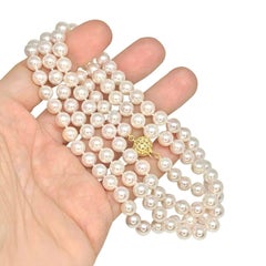 Diamond Akoya Pearl Necklace 14k Gold Certified