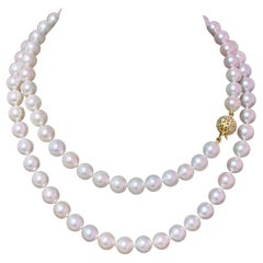 Diamond Akoya Pearl Necklace 14k Gold Certified
