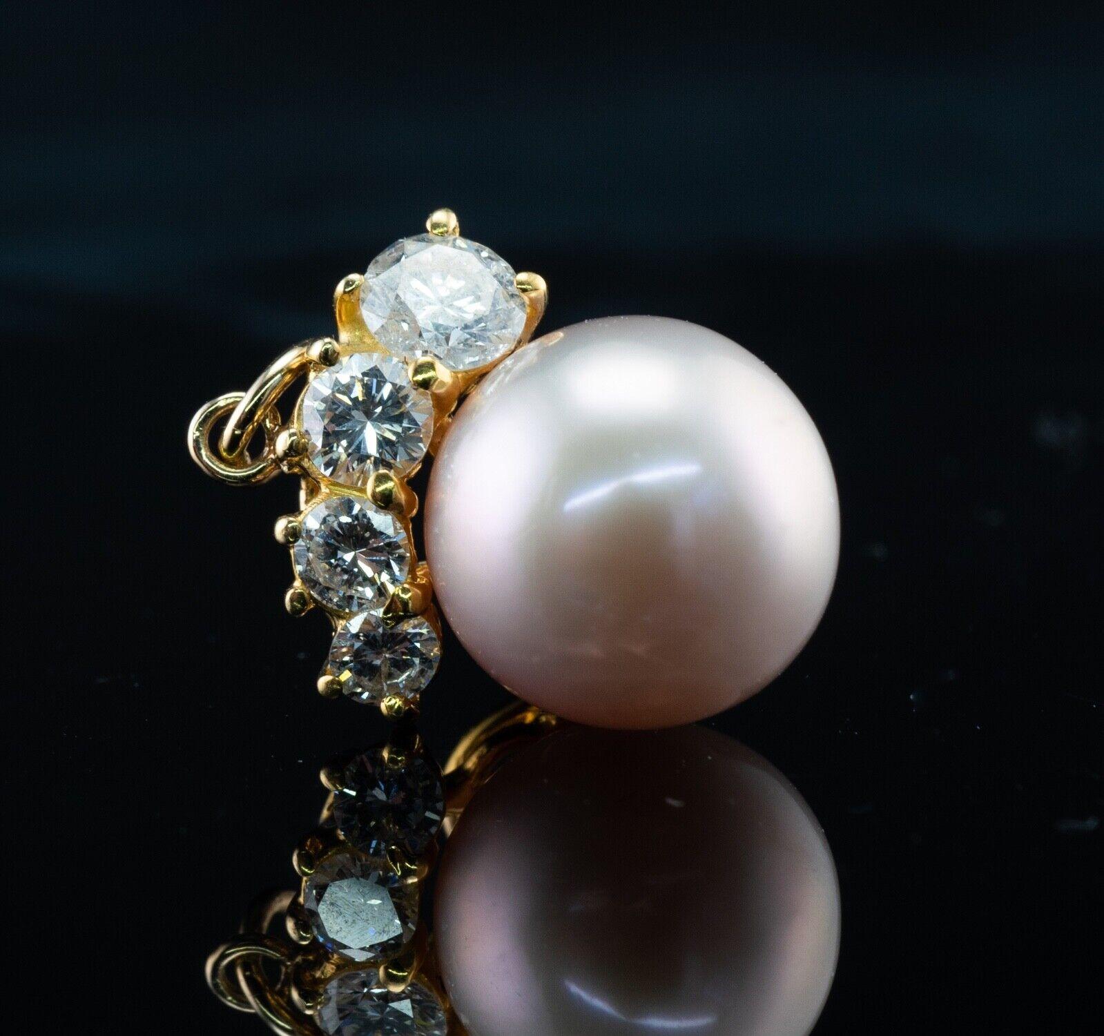 Diamant Akoya Perlen-Anhänger Charm 18K Gold mit Diamant (Rundschliff)
