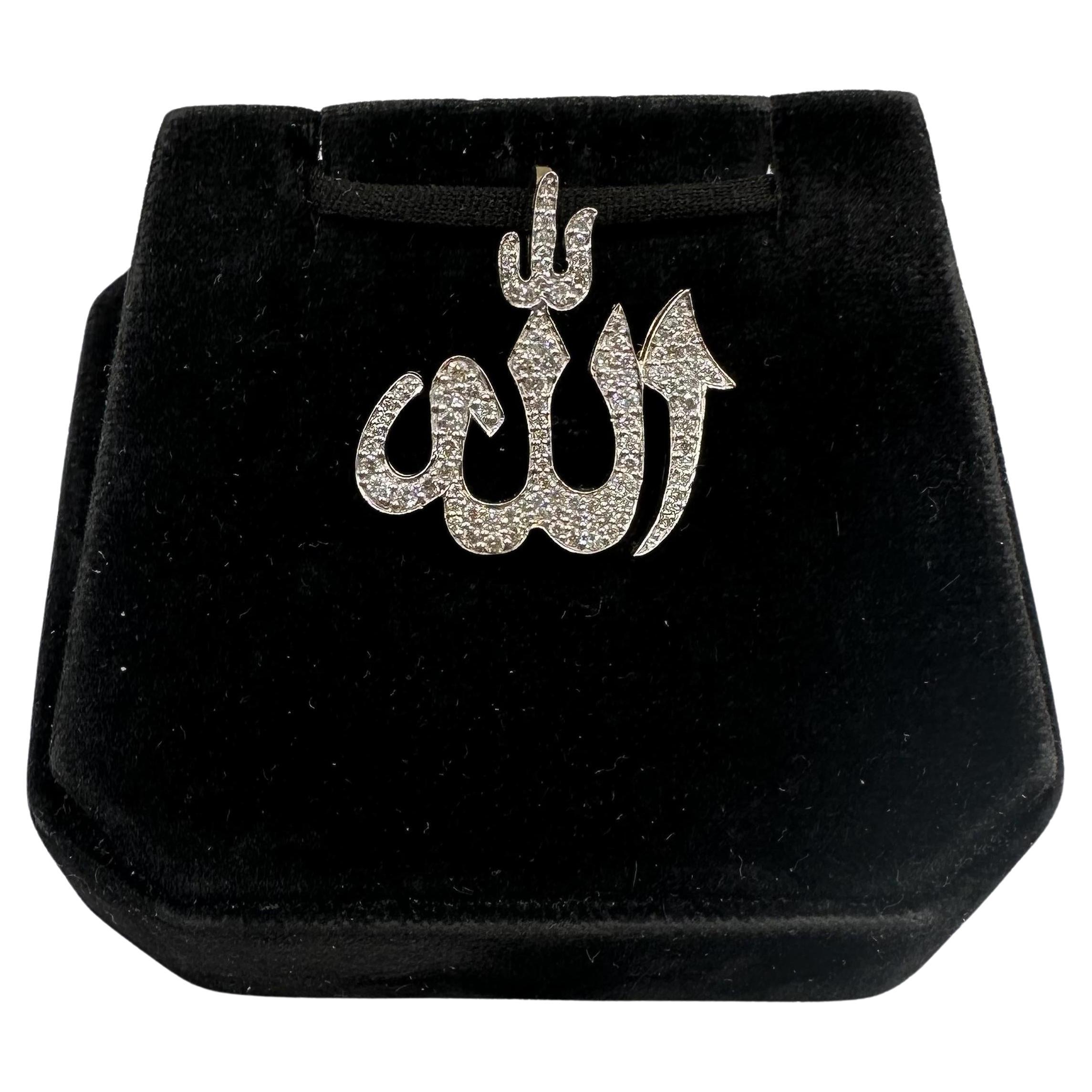 Diamond Allah Pendant in 10kt Yellow Gold – 0.76ctw HI SI2-I1 Diamonds, 4 Grams