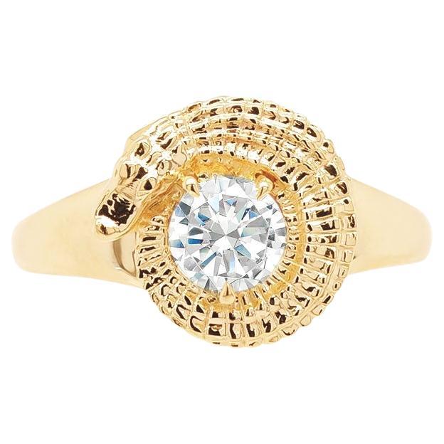 Diamond Alligator Dharma Ring 3.2gms Solid 14k Yellow Gold and a .54 Ct Diamond