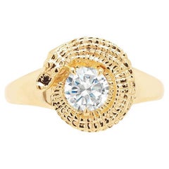 Diamond Alligator Dharma Ring 3.2gms Solid 14k Yellow Gold and a .54 Ct Diamond