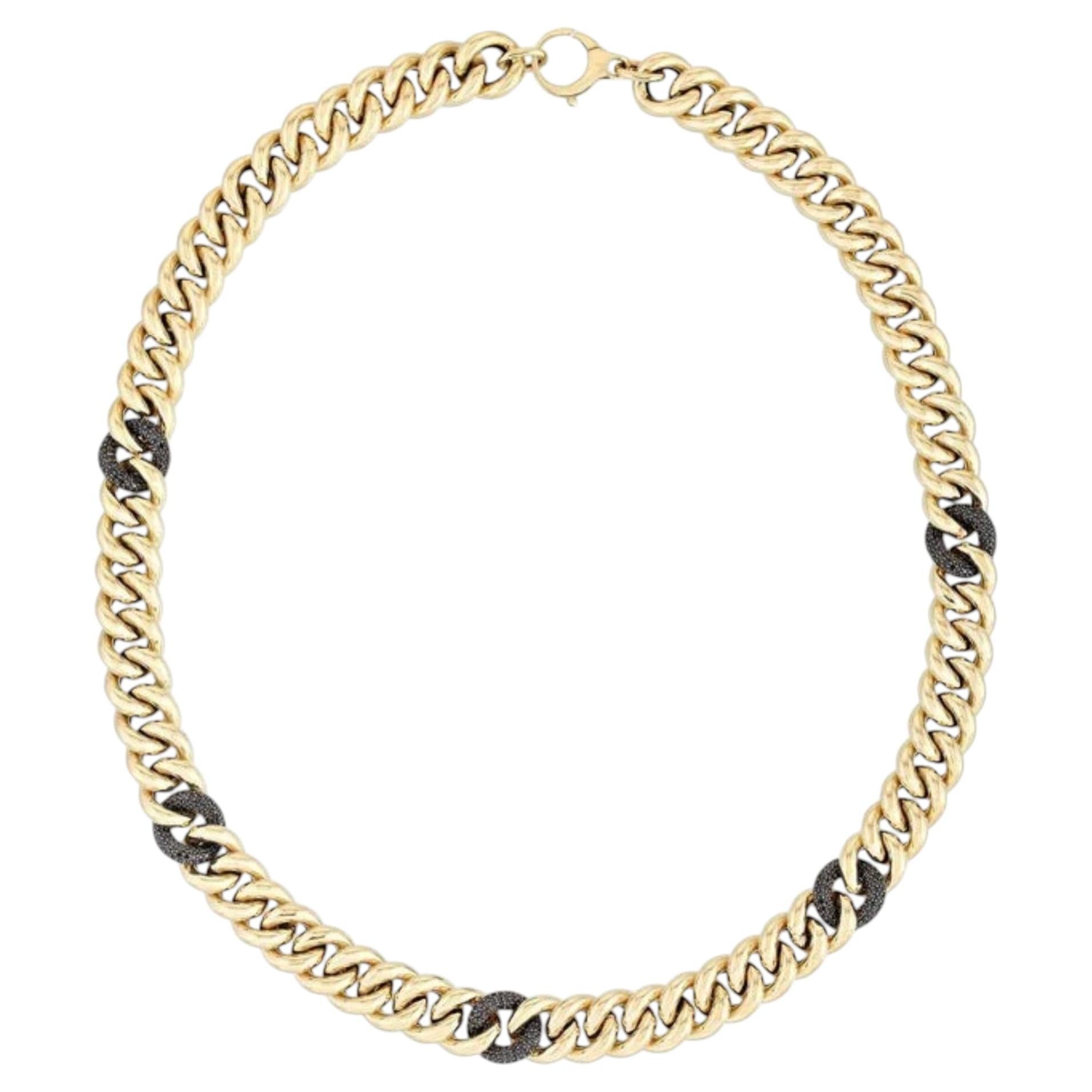 Collana a maglie in oro giallo 14 carati con diamante nero da 2,68 carati "Allure"