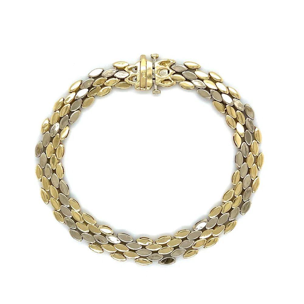 Bracelet à maillons alternés en or avec diamants Estate Jewelry Excellent état - En vente à Montreal, QC