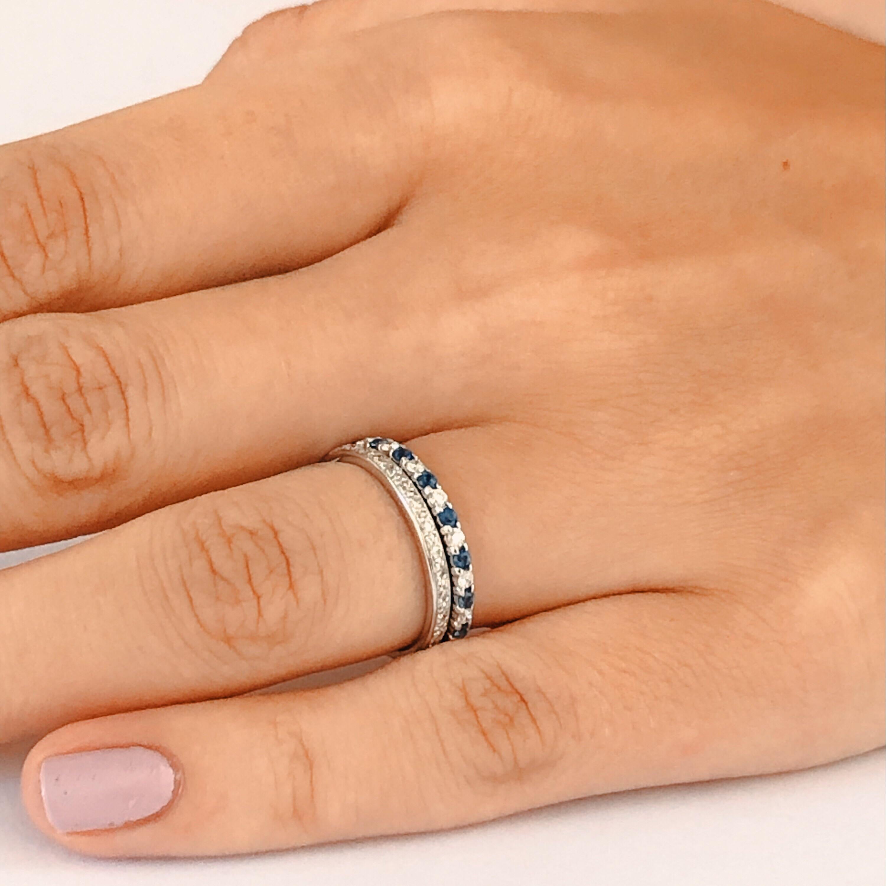 Contemporary Diamond Alternating Sapphire Partial Eighteen Karat Gold Band Ring 