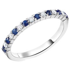 Diamond Alternating Sapphire Partial Eighteen Karat Gold Band Ring