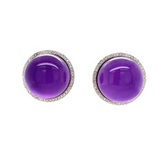 Diamond Amethyst 18K White Gold Earrings