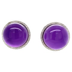 Diamond Amethyst 18K White Gold Earrings