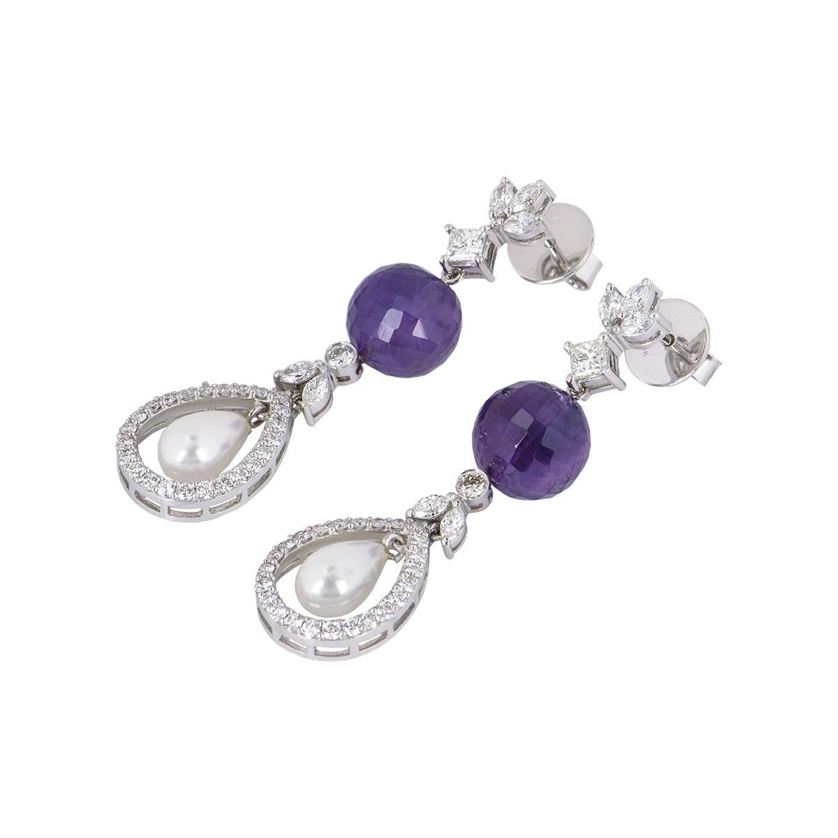 amethyst and pearl drop earrings