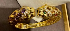 Diamond & Amethyst, Citrine Cuff Bangle 18 Kt Gold 57 Gm By Robert Wander Winc