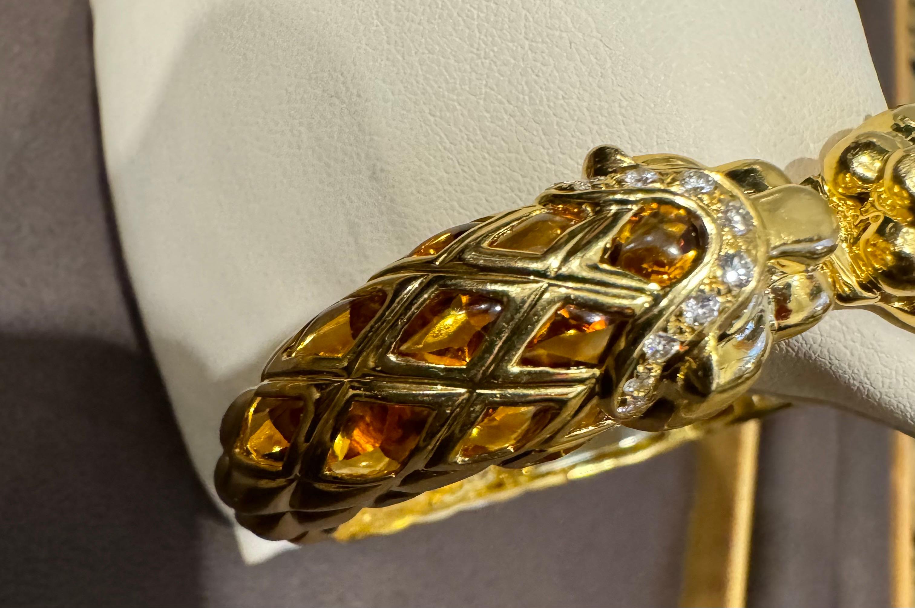 De las mujeres Diamond & Amethyst, Citrine Cuff Bangle 18 Kt Gold 57 Gm By Robert Wander Winc en venta