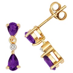 Diamond & Amethyst Drop Earrings