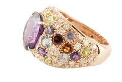 Diamond Amethyst Peridot Orange Light Blue Topaz Iolite Garnet Rose Gold Ring