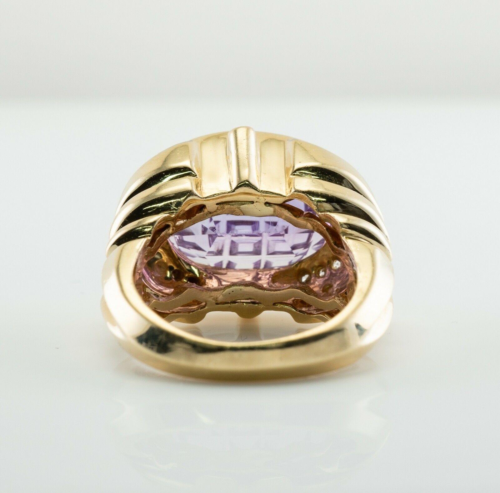 Women's Diamond Amethyst Ring 14K Gold Vintage Cocktail For Sale