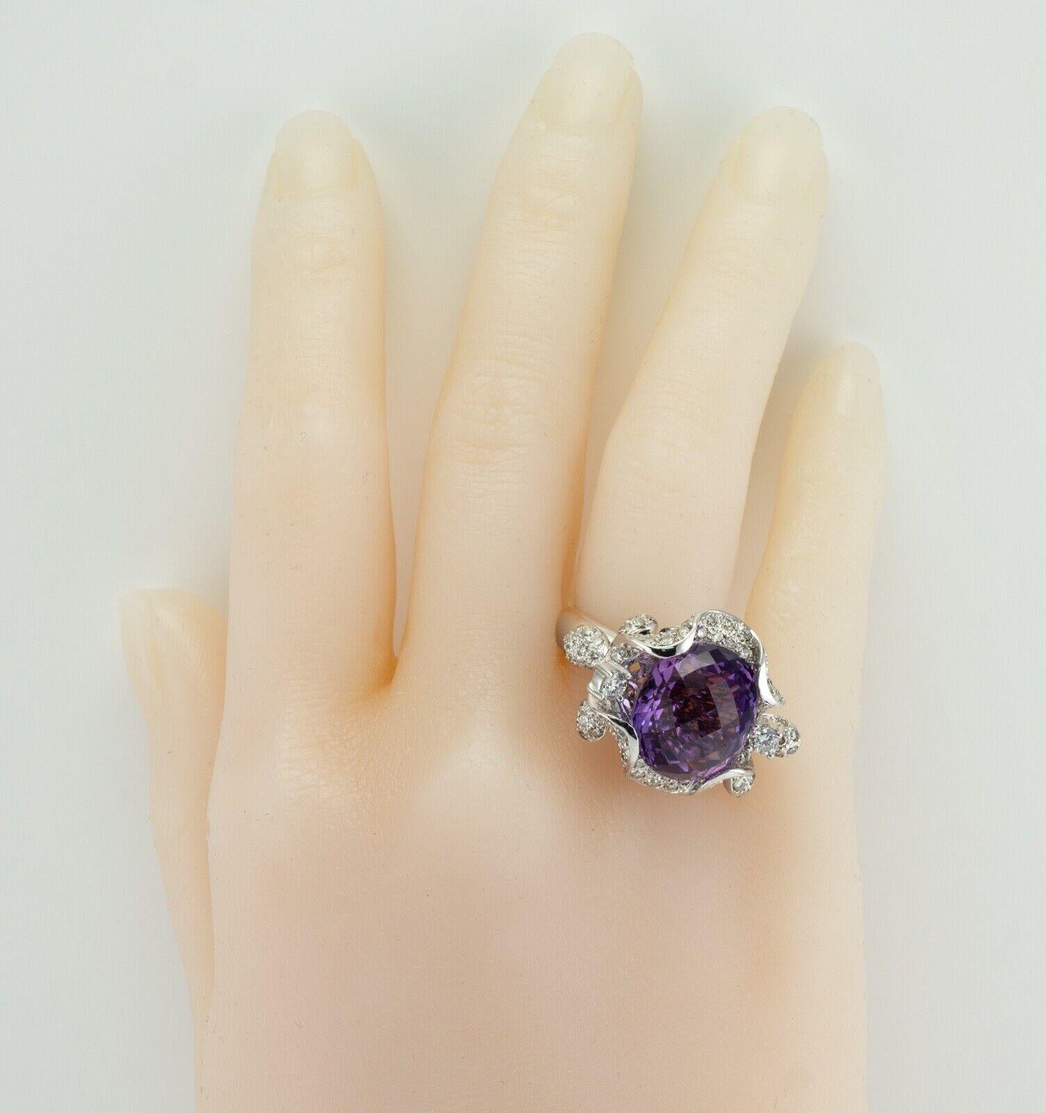 Diamond Amethyst Ring 18K White Gold Cocktail Moving 2.58 TDW Diamonds For Sale 6