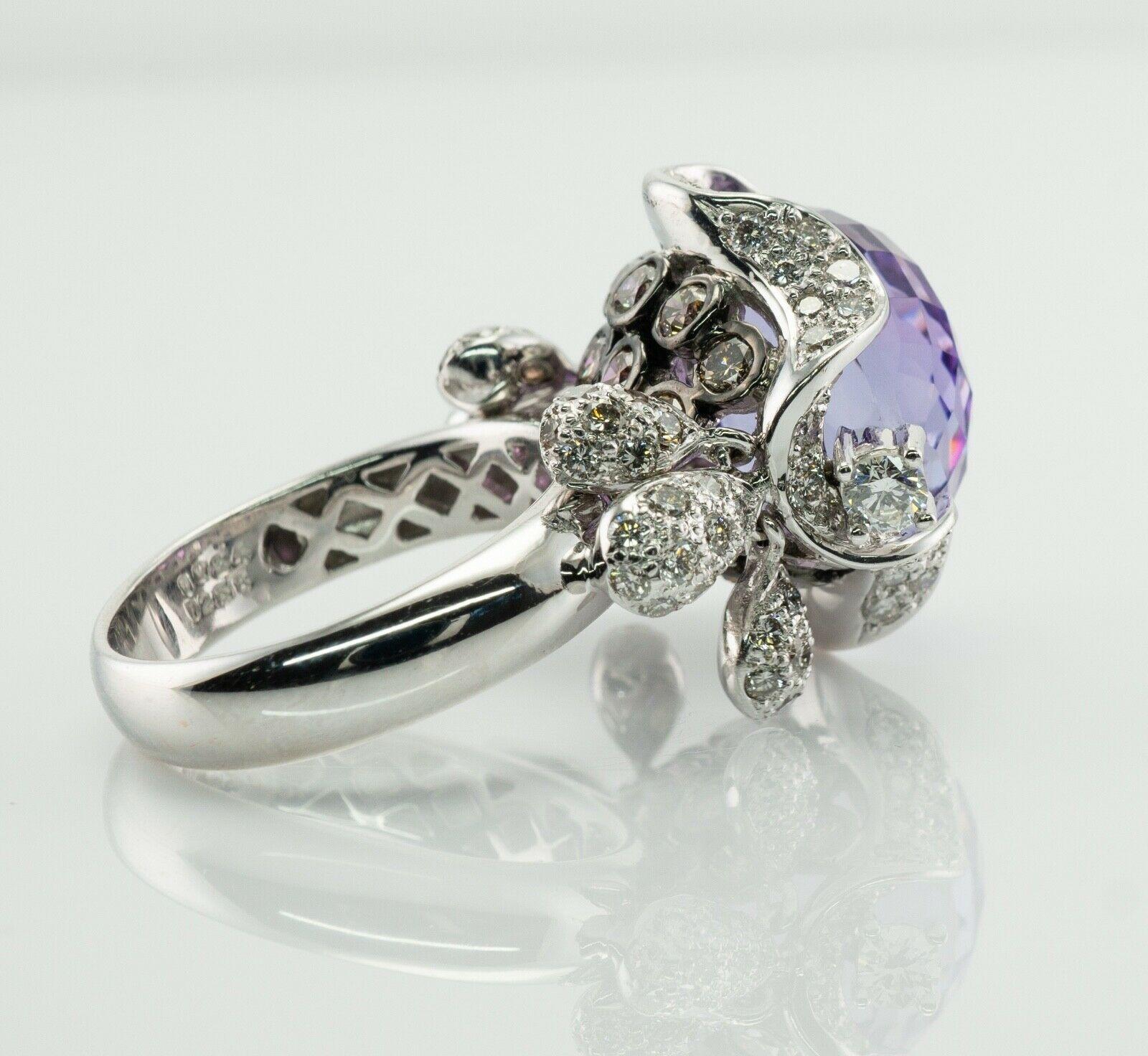 Diamond Amethyst Ring 18K White Gold Cocktail Moving 2.58 TDW Diamonds For Sale 7