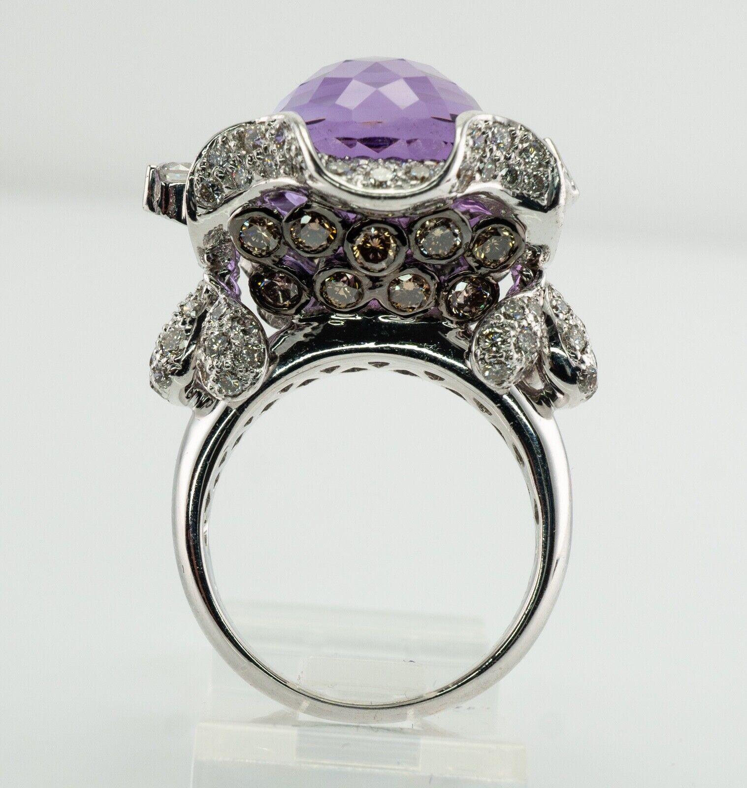 Diamond Amethyst Ring 18K White Gold Cocktail Moving 2.58 TDW Diamonds For Sale 3