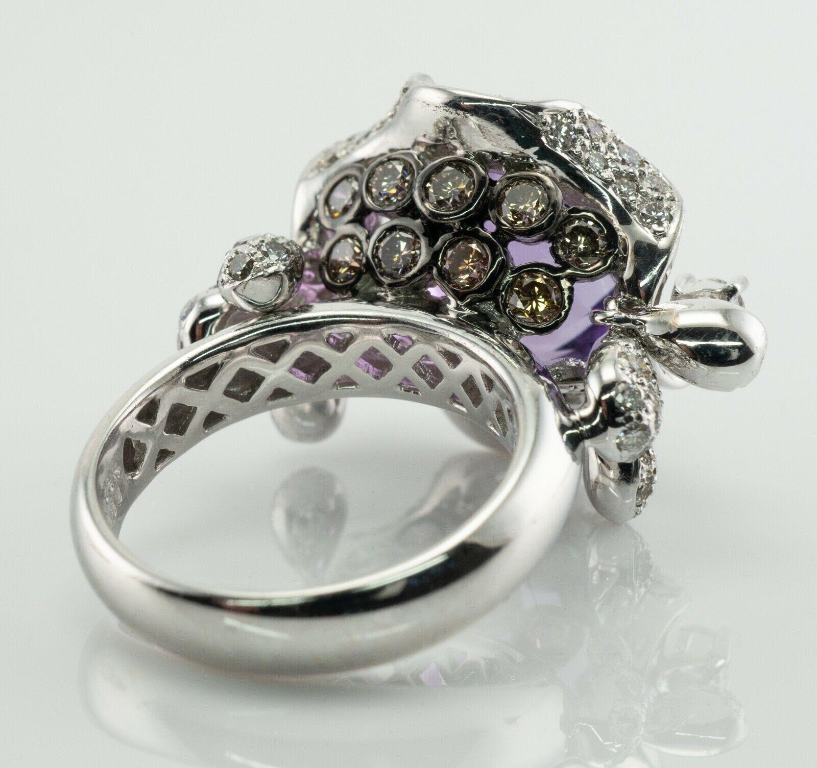 Diamond Amethyst Ring 18K White Gold Cocktail Moving 2.58 TDW Diamonds For Sale 4