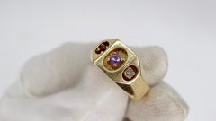 Diamond, Amethyst & Ruby 14k Gold Ring