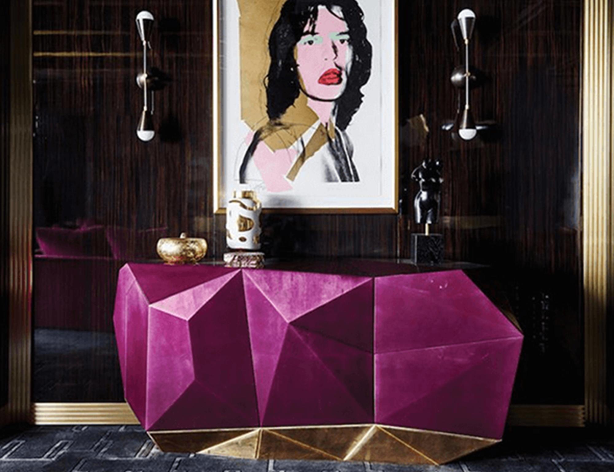 Sideboard mit Diamanten und Amethysten – handgefertigtes Holz und poliertem Messing – Boca do Lobo im Angebot 7