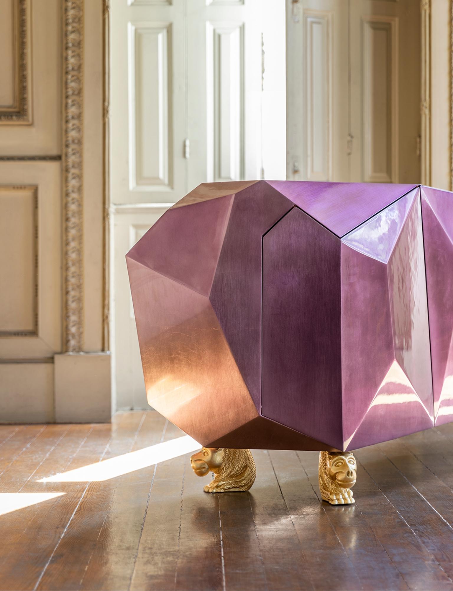 Sideboard mit Diamanten und Amethysten – handgefertigtes Holz und poliertem Messing – Boca do Lobo im Angebot 11