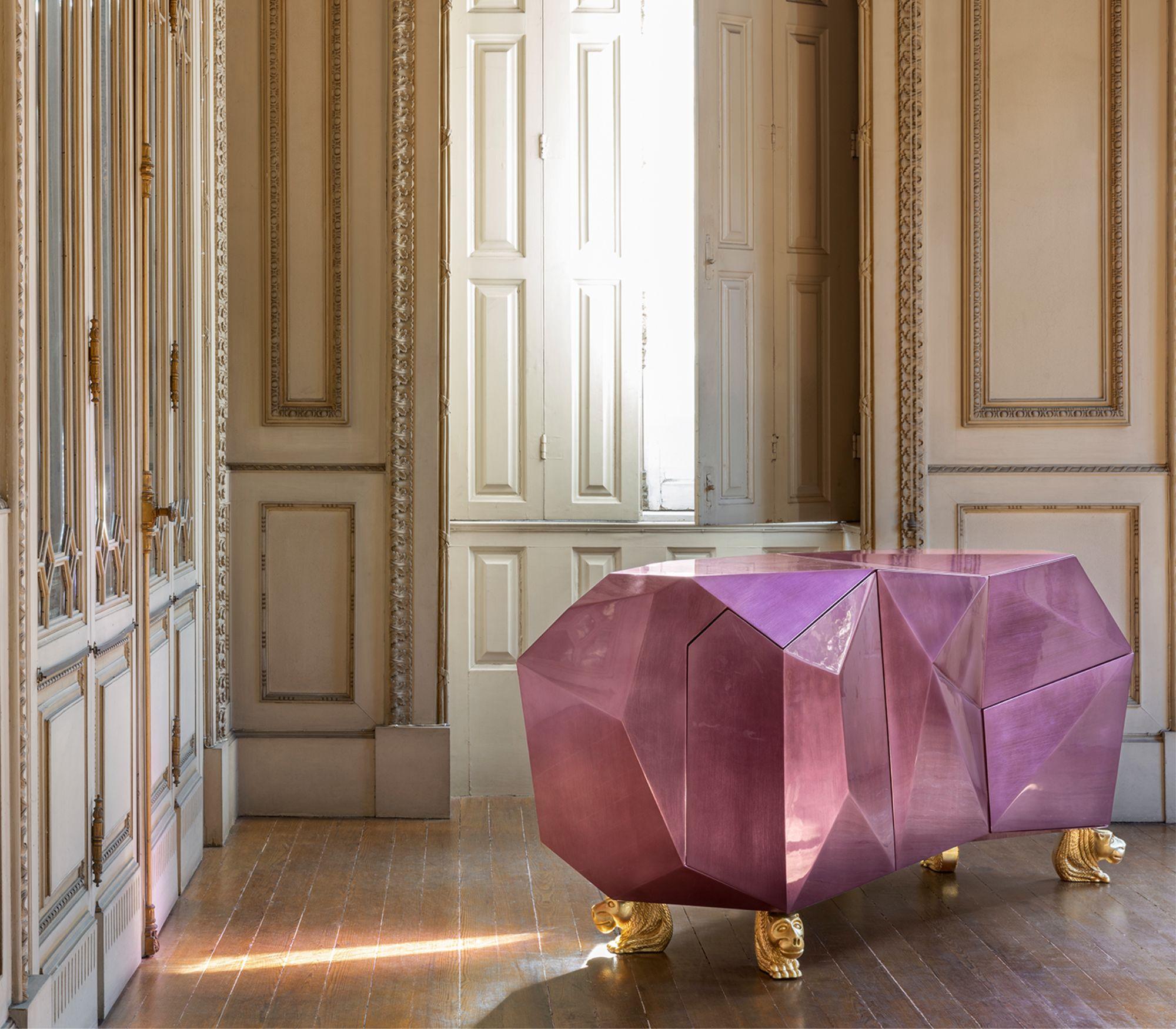 Sideboard mit Diamanten und Amethysten – handgefertigtes Holz und poliertem Messing – Boca do Lobo im Angebot 10