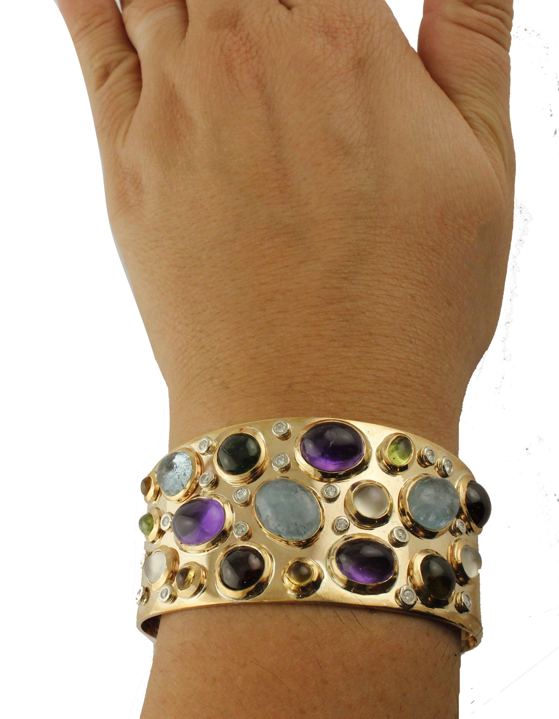 Women's Diamond Amethyst Tourmaline Garnet Peridot Topaz Aquamarine Moonstone Bracelet