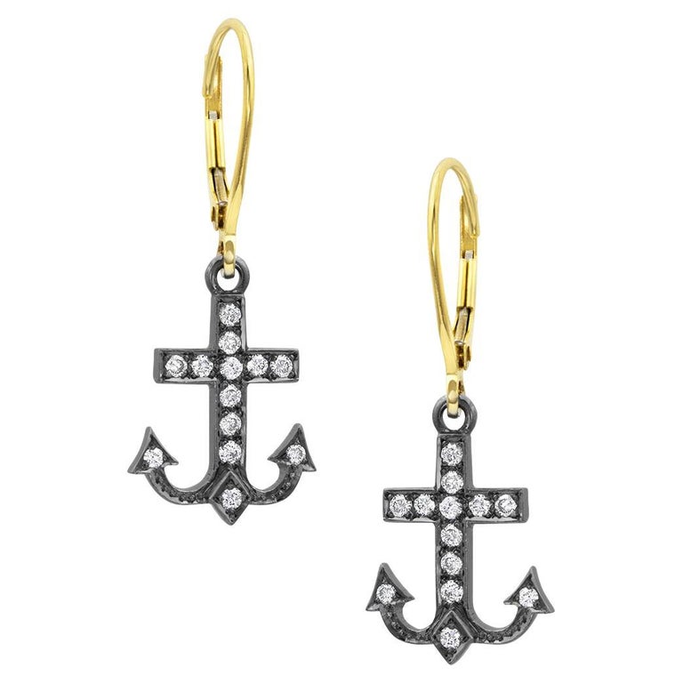 Diamond Anchor Earrings For Sale at 1stDibs