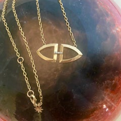 Diamond and 14 Karat Gold Open Shield Chain Necklace