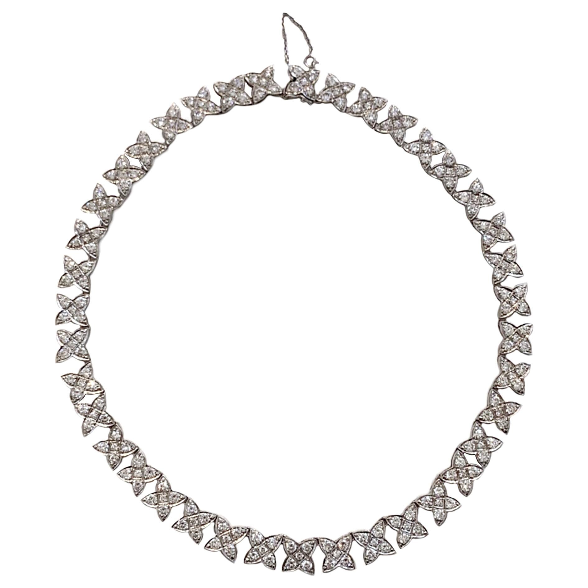Diamond and 14 Karat White Gold Collar Necklace For Sale