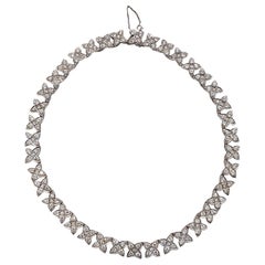Diamond and 14 Karat White Gold Collar Necklace