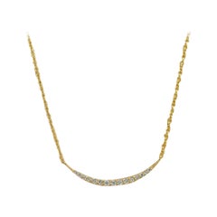 Collier à barres courbes minimaliste en or massif 14k et diamants