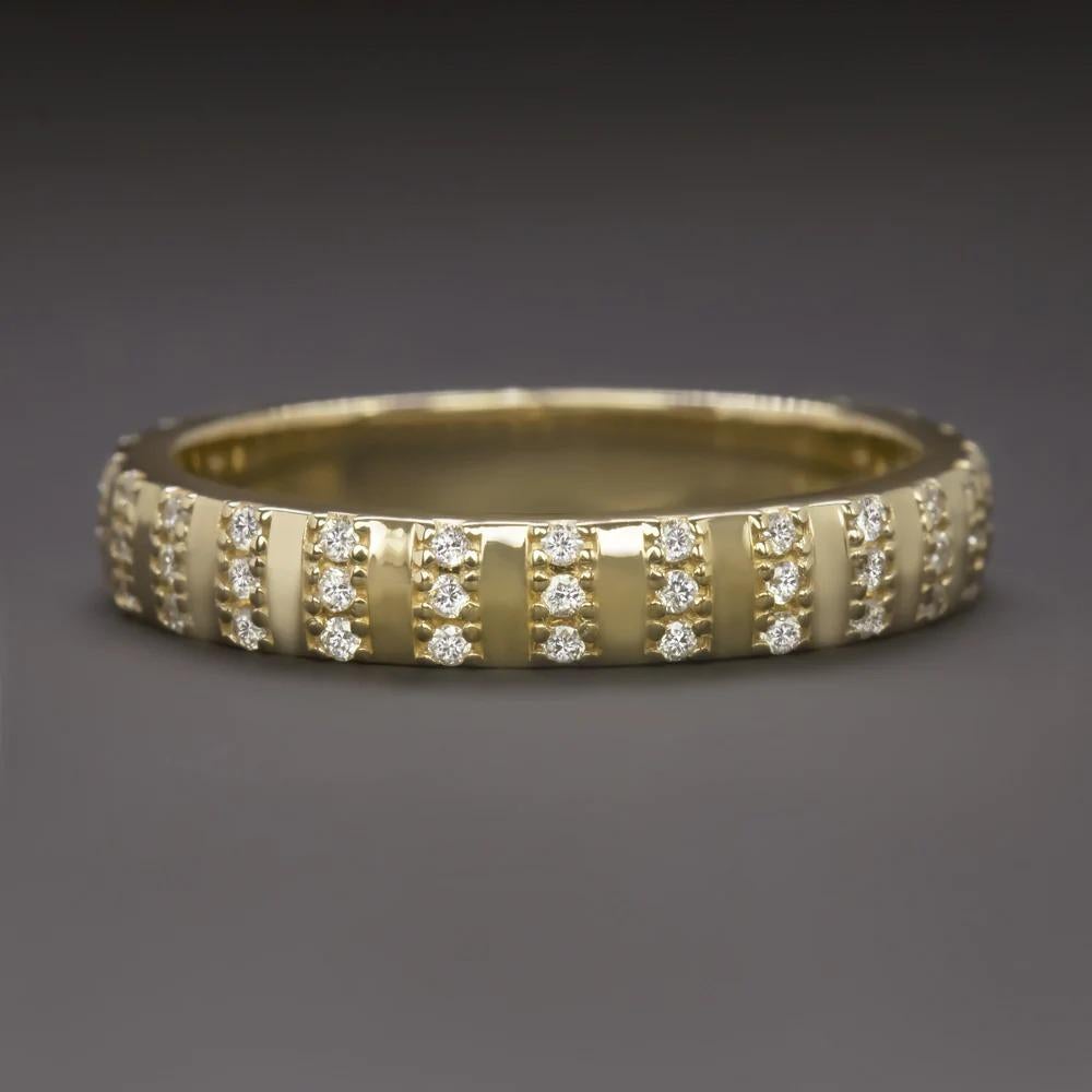 Modernist Diamond and 14k Yellow Gold Band Ring For Sale