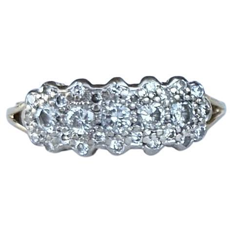 Diamond and 18 Carat Gold Panel Ring For Sale