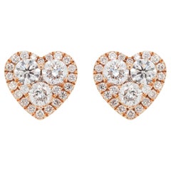Diamant und 18 Karat Roségold Herzform Halo-Cluster-Ohrstecker mit Diamanten