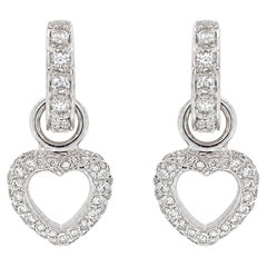 Boucles d'oreilles pendantes « cœur » pour le jour et la nuit, en diamant et or blanc 18 carats