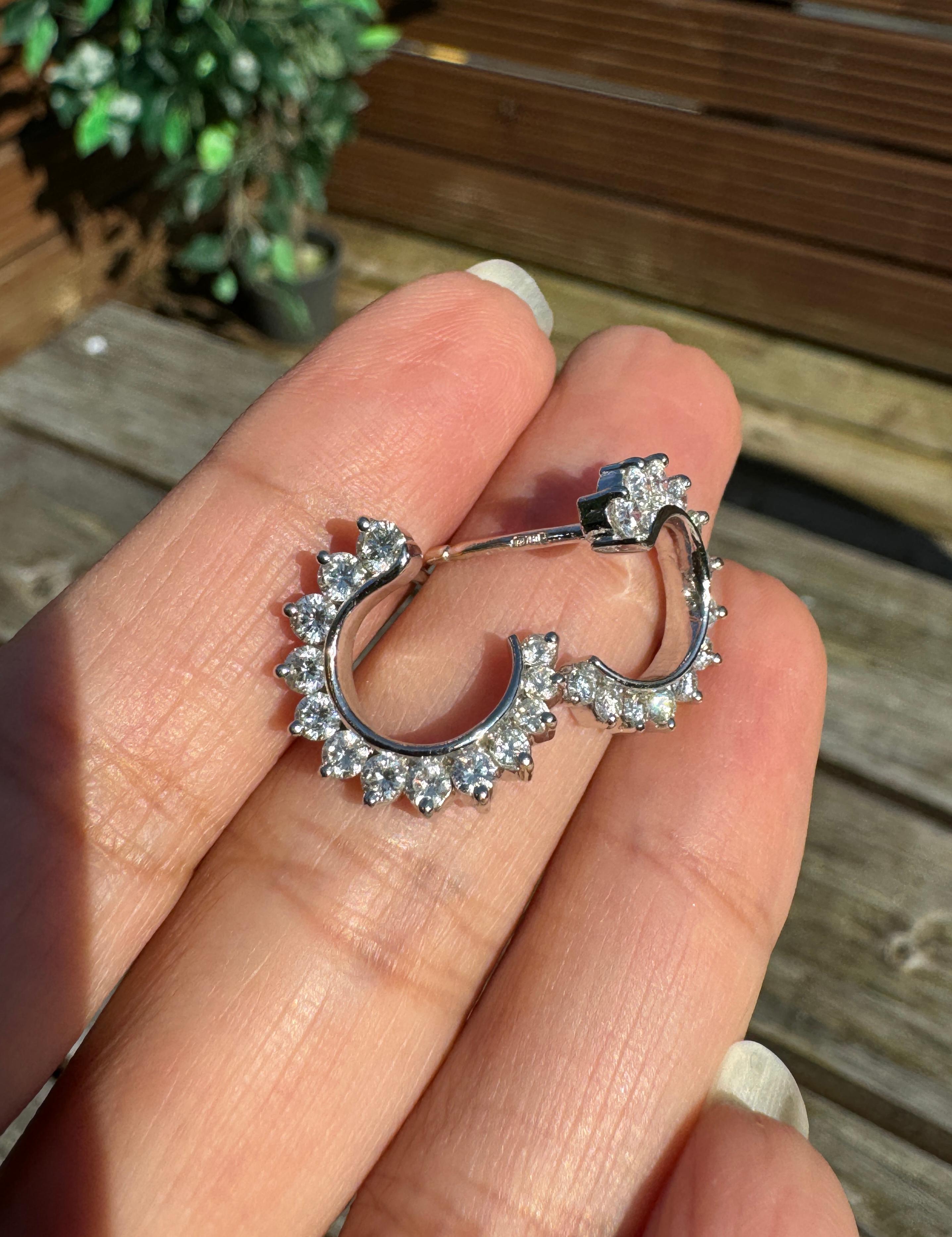 Brilliant Cut Diamond and 18 Carat White Gold Swirl Stud Earrings For Sale